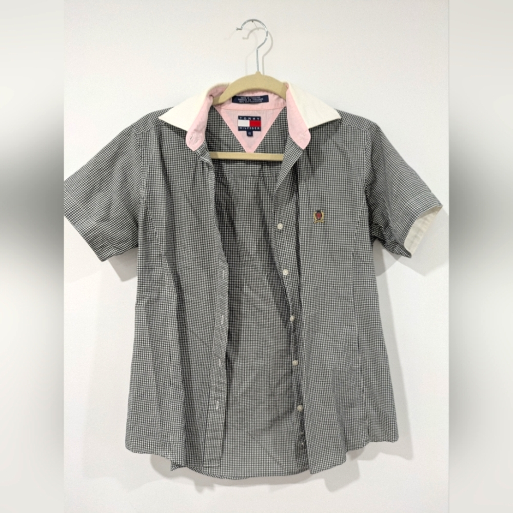 US 6 Retro Picnic Tommy Hilfiger Gingham Short Sleeve Shirt